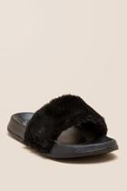 Francesca's Furrie Fur Slide Sandal - Black
