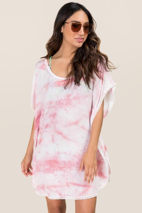 Francescas Cali Tie Dye Scoop Back Cover-up - Blush