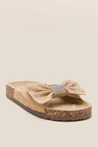 Francesca Inchess Bling Bow Embellished Footbed Sandal - Nude