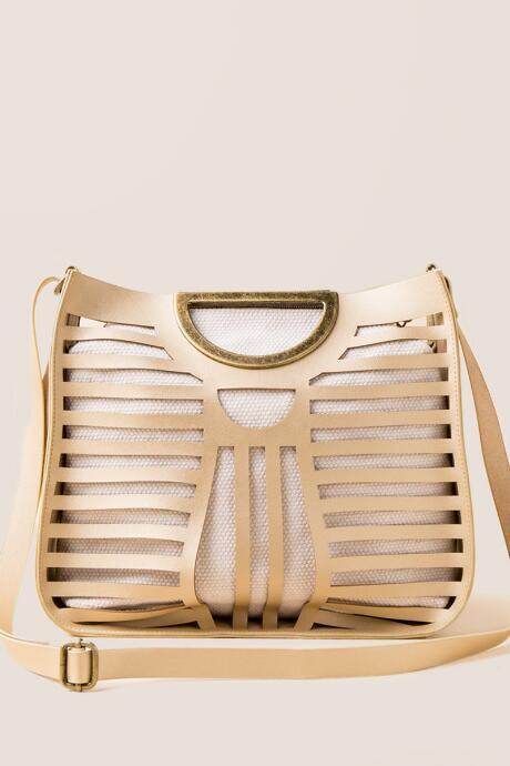 Francesca's Denise Cage Ring Satchel - Crisp Champagne