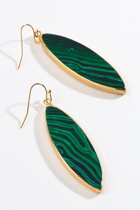 Francesca's Kamila Stone Drop Earrings - Green