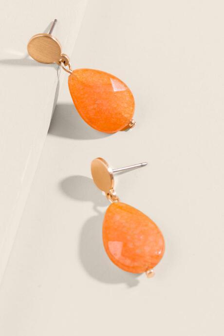Francesca's Cameron Delicate Stone Drop Earrings - Coral