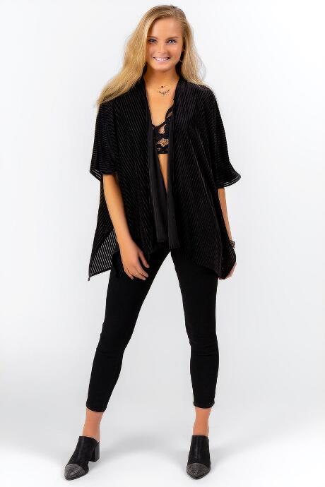 Francesca Inchess Valerie Velvet Striped Kimono - Black