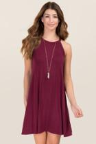 Alya Game Day Knit Trapeze Dress - Maroon