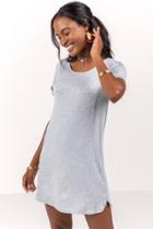 Francesca's Norine Pocket Tshirt Dress - Heather Gray