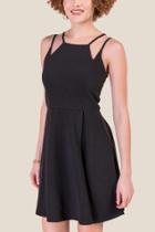 Francesca's Sienna High Neck Skater Dress - Black