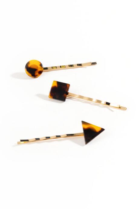 Francesca's Clair 3pk Geo Shaped Bobby Pins - Amber