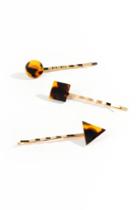 Francesca's Clair 3pk Geo Shaped Bobby Pins - Amber