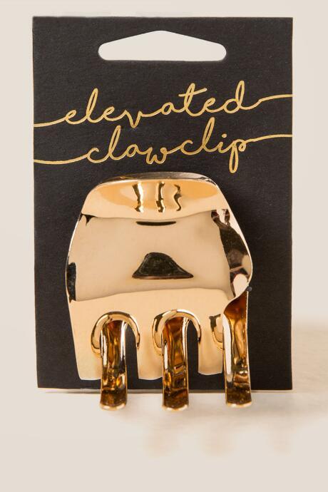 Francesca's Zaahira Elevated Metallic Claw Clip - Gold