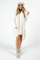 Francesca's Michelle Hooded Long Vest - Taupe