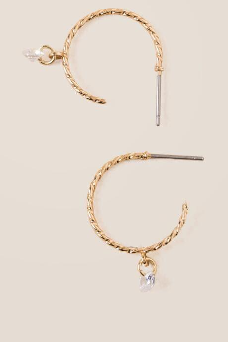 Francesca's Ariel Cubic Zirconia Twist Hoop Earring - Gold
