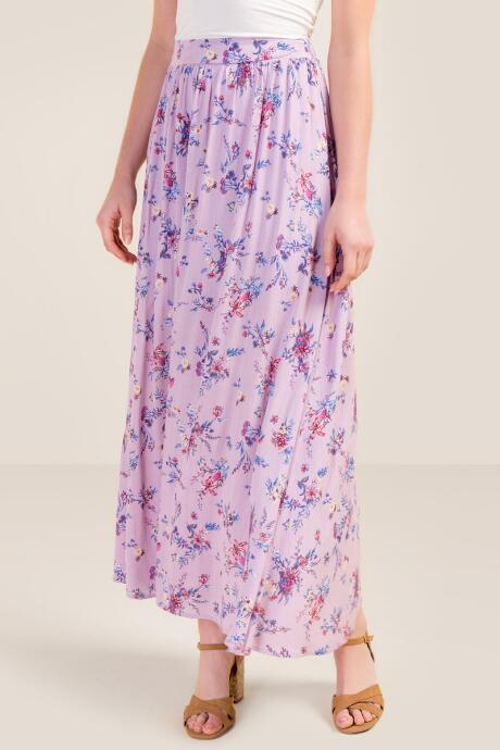 Fire Div Of Topson Downs Of Ca, Inc Iris Floral Maxi Skirt - Lavender