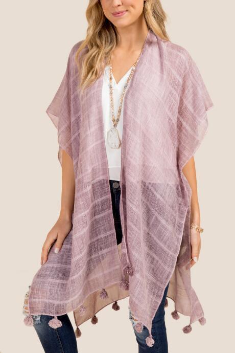 Francesca's Amina Tassel Ruana - Purple