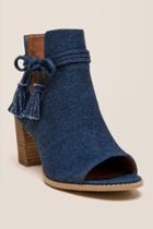 Mari-a Alana Denim Peep Toe Bootie - Navy