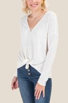 Francesca Inchess Kelsey Confetti Knit Tie Front Top - Ivory