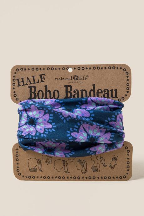 Francescas Boho Bandeau In Navy Orchid Floral - Navy