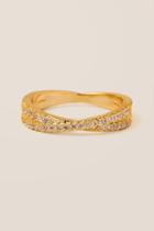 Francesca Inchess Khloe Crystal X Ring - Gold