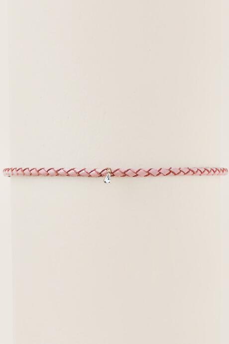 Francesca's Lori Leather Braided Choker In Blush - Blush