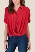 Francesca's Teah Short Sleeve Surplus Button Down - Cinnamon