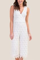 Francesca's Sophia Crochet Lace Jumpsuit - White