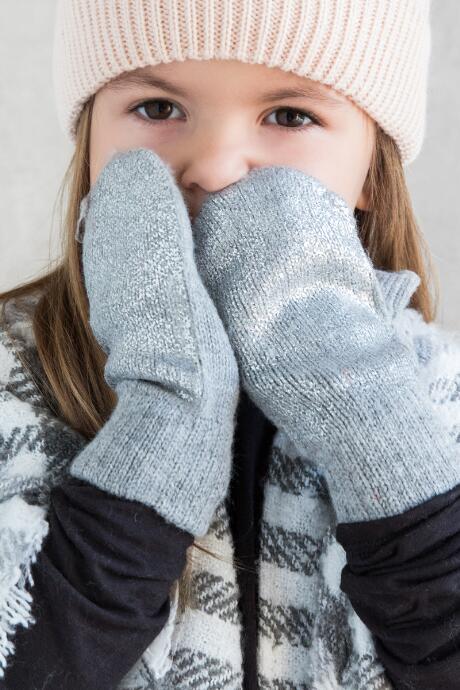 Francesca's Grace Kids Foil Flip Top Gloves - Gray