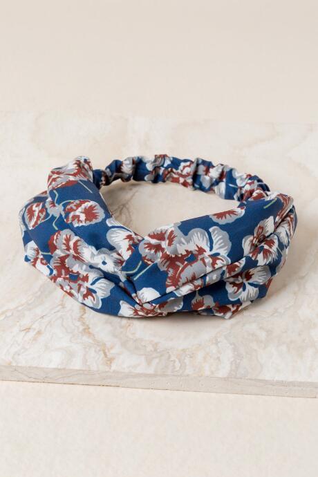 Francesca's Viv Floral Turban - Navy