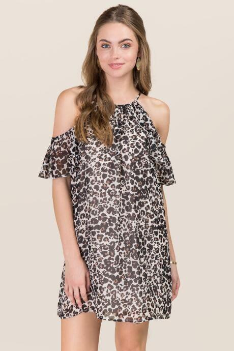 Blue Rain Edie Cold Shoulder Ruffle Dress - Black