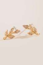 Francesca's Liala Leaf Stud Earrings - Gold