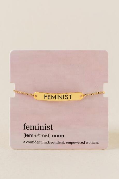 Francesca's Feminist Pull Tie Bracelet - Gold