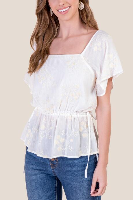 Francesca's Catherine Cinched Side Blouse - Sand