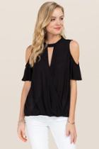 Alya Ceri Surplus Gigi Cold Shoulder Top - Black