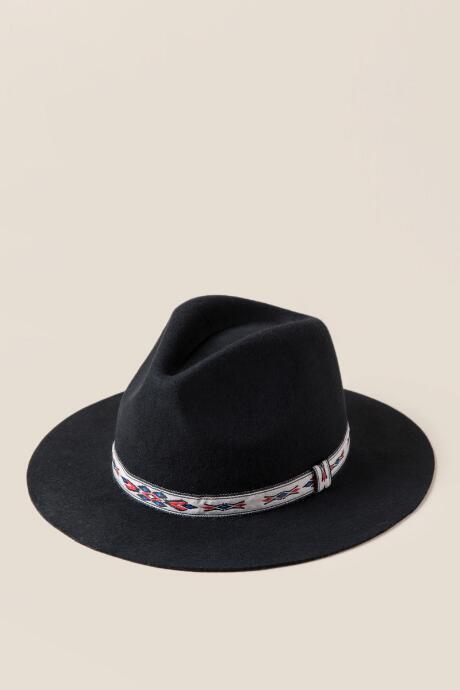 Francescas Nadene Aztec Panama Hat - Black