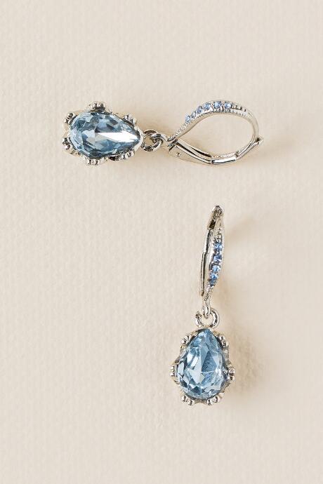 Francesca's Laurel Cubic Zirconia Teardrop Earring - Light Blue