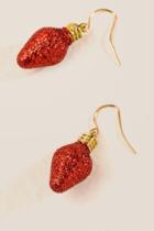 Francesca Inchess Holiday Glitter Light Bulb Earrings - Red