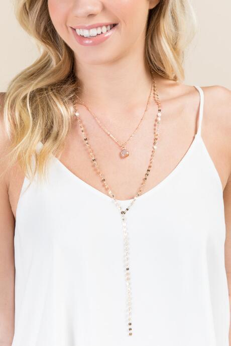 Francesca's Jasmine Double Layered Lariat Necklace - Ivory