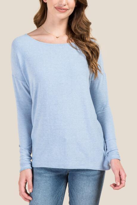 Francesca's Sabine Basic Dolman Jersey Top - Oxford Blue