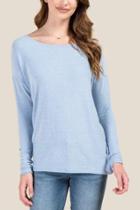Francesca's Sabine Basic Dolman Jersey Top - Oxford Blue