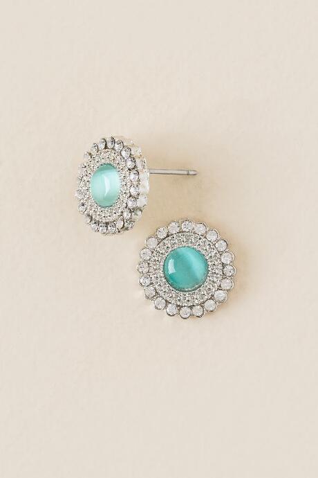 Francesca's Iris Circle Stone Stud Earring - Mint