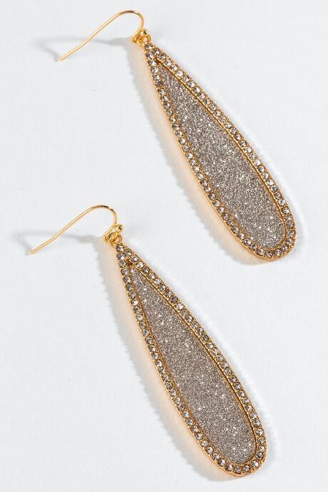 Francesca's Raelynn Glitter Teardrop Earrings In Gold - Gold