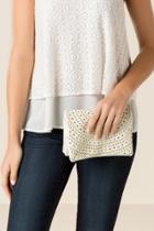 Francesca's Brielle Perforated Clutch - Ivory