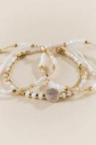 Francesca's Draya Druzy Bead Pull Tie Bracelet Set - Ivory