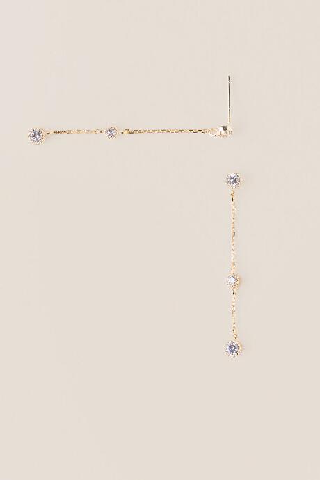 Francesca's Madrina Cubic Zirconia Chain Linear Earring - Gold