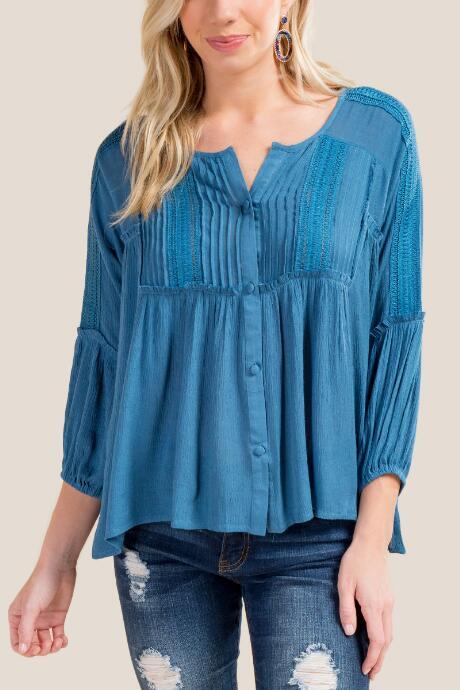 Francesca Inchess Jaime Button Front Blouse - Dark Teal