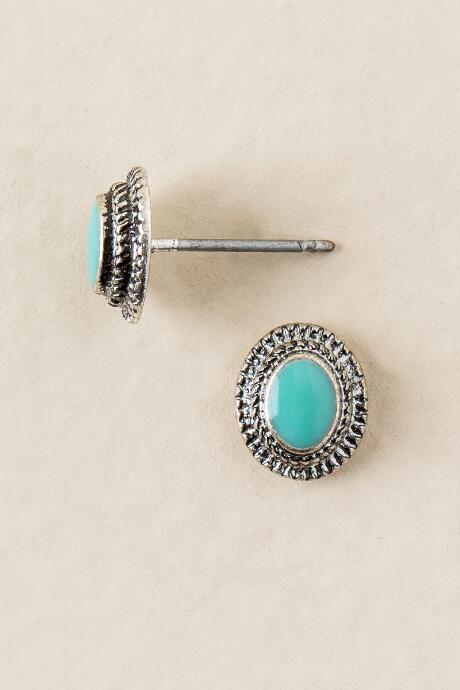 Francesca's Tawny Stone Stud Earring - Turquoise