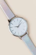 Francesca's Morgan Iridescent Metallic Watch - Silver