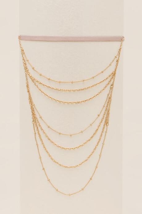 Francesca's Gigi Leather Drape Chain Choker - Beige