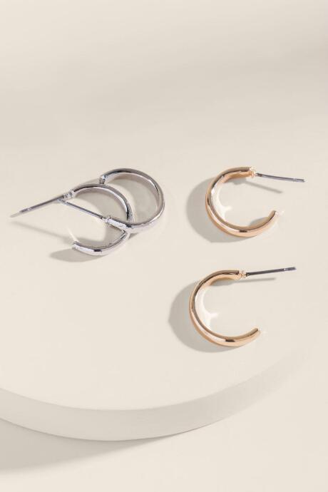 Francesca's Amelia Metal Hoop Set - Mixed Plating