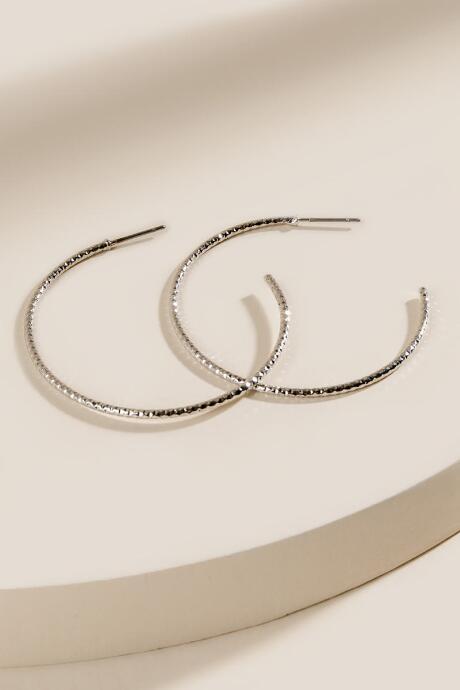 Francesca's Abigail Diamond Cut Hoop Earrings - Silver
