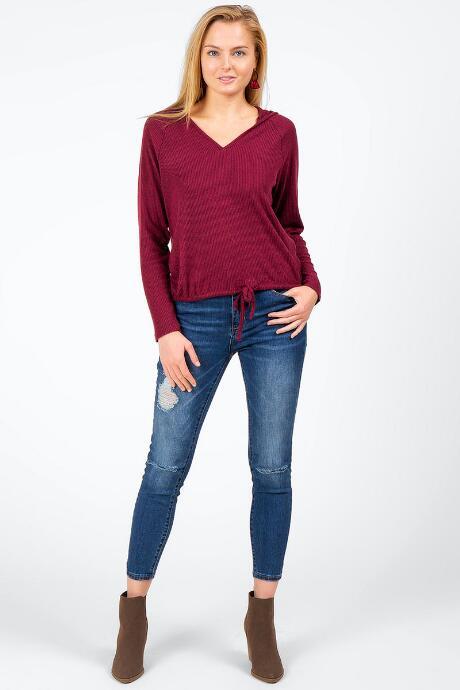 Francesca's Abagail Bottom Tie Top - Burgundy