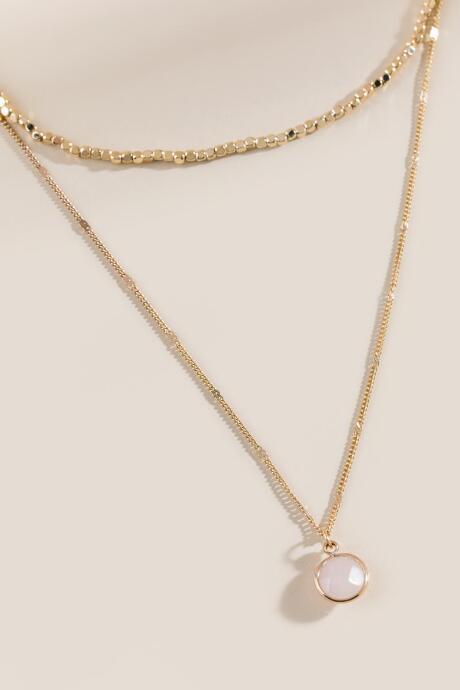 Francesca's Caroline Rose Quartz Layered Necklace - Pearl